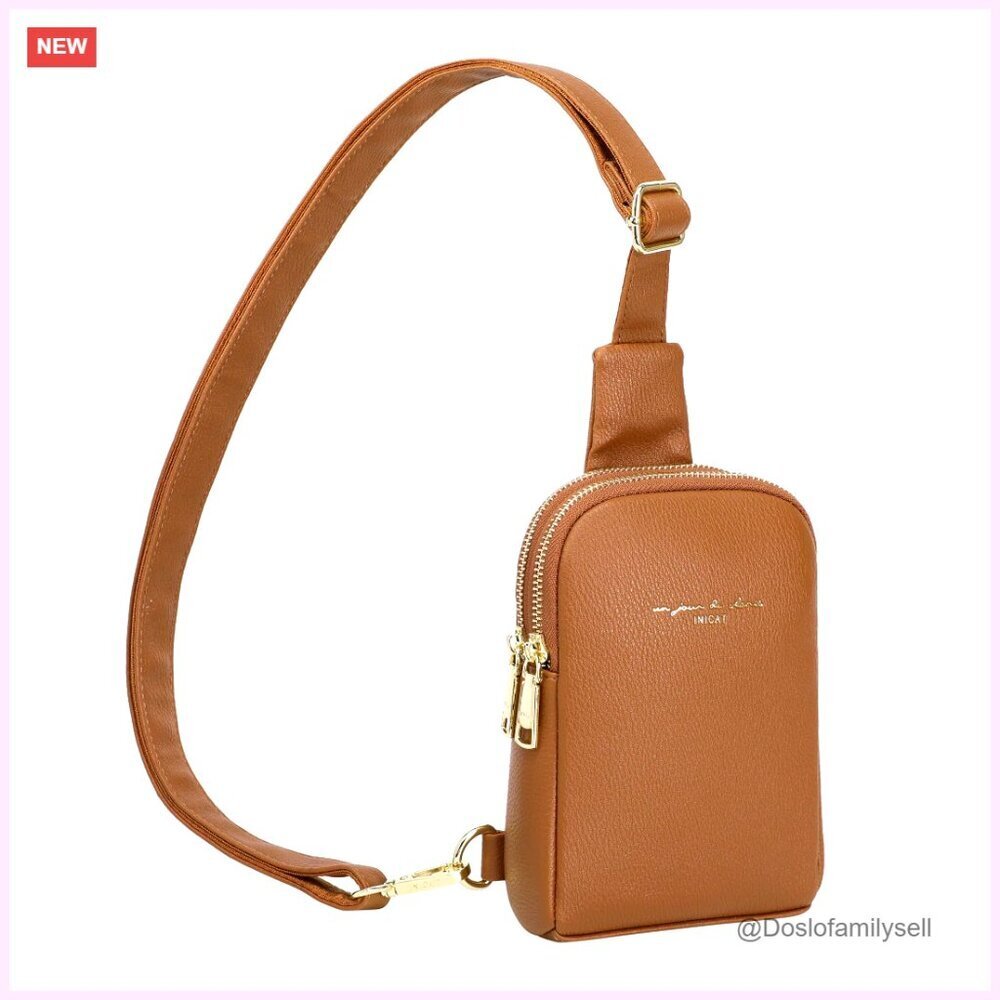 Small Vegan Leather Crossbody Sling Bag with Adjustable Strap & Card Slots